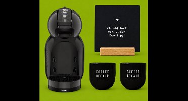 KRUPS NESCAFÉ Dolce Gusto MiniMe KP120810 - Koffiecupmachine - Antraciet / zwart + 2 zwarte mokken "Coffee Affair" + zwarte tegel "Zo blij met een vader zoals jij" + tegelhouder - (cadeau)PAKKET