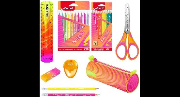 Maped Neon XL Bundel – Complete Tekenset met Etui, Potloden, Viltstiften en Schaar