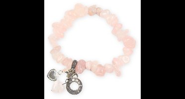 Split armband Rozenkwarts met bedels