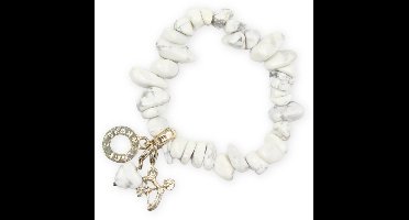 Split armband Howliet wit met bedels
