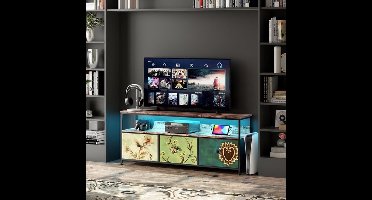 Retro Tv Meubel – Tv Kast – Entertainment Center – Mediameubel – Tv Stand – Voor Televisies Tot 50 Inch – Met Opberglade En Rustieke Houten Afwerking