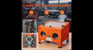 Sandstraalcabine – Zandstraalkast – Zandstraalcabine – Zandstraalinstallatie – Zandstraalwerkstation – 40 Gallon – Koudgewalst Staal