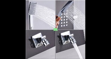 Douche - Regendouche - Douchewand - Douchekolom - Douchepanelen - Thermostatische Waterval & Regendouche Paneel - Geborsteld Nikkel - 3 Handgrepen - RVS Douchezuil