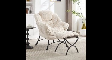 Loungebank – Fauteuil – Loungestoel – Accentstoel – Hoekbank – Compact Design – Metaal & Katoen Upholstery
