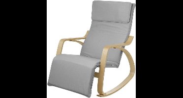 Schommelstoel – Schommelstoel Met Armleuningen – Relaxstoel – Stoel Voor Binnen – Designstoel – Ergonomisch Design – Verstelbare Voetensteun 5 Hoogtes – Ademend Stof Grijs