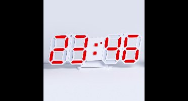 Oneay 3D Digitale Wekker – LED Wandklok met Tijdweergave, Automatische Helderheid (3 Niveaus), Snooze Functie, Datum & Temperatuur – Modern Nachtlampje – Rood