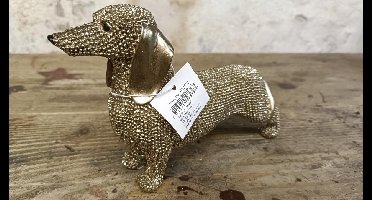 Sculptuur Teckel glinster goud / Deco & Cadeau by Peters