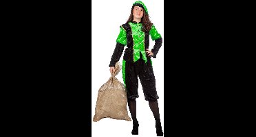 Wilbers & Wilbers - Pietenpakken - Groene Piet Pansamt Budget Kostuum - Groen, Zwart - Maat 42 - Carnavalskleding - Verkleedkleding