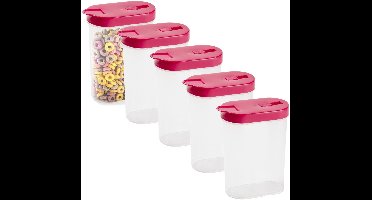 Plasticforte Voedsel opslag container model strooibus - 5x - roze - 1000 ml - kunststof - 15 x 7 x 19 cm