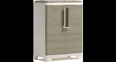 Keter Split Premium - Afvalscheidingskast - 2 x 110 L - Hout Effect - Beige / Bruin