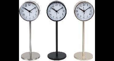 Klok decoratief metaal tafelklok 8x8x23cm functioneel design.