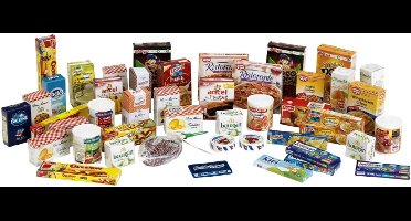 Klein speelgoed Franse supermarkt winkelvulling - accessoires set.