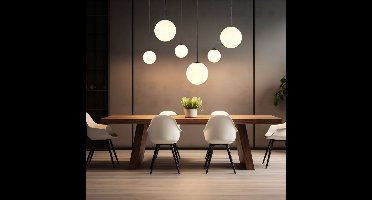 Hanglamp eettafel lamp plafondlamp hanglamp 6 vlammen woonkamer lamp keuken lamp glazen bollen opaal, 3xG9 3xE27, LxH 91 x 117 cm