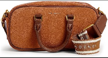 Ted Baker Leren handtas schoudertas Shayia Elongated Suede Boxy Top Handle Bag Brown Lichtbruin