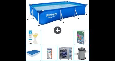 Bestway Rechthoekig Steel Pro Zwembad - 300 x 201 x 66 cm - Blauw - Inclusief Afdekzeil - Filter - Warmtepomp - Zwembadfilterpomp - 7-delig
