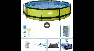 EXIT Rond Lime Frame Zwembad - 360 x 76 cm - Inclusief Pomp Schoonmaakset - Solar Mat - Solarzeil - 7-delig