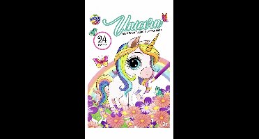 Kleurboek A4 Unicorn Eenhoorn 24x - Glitter