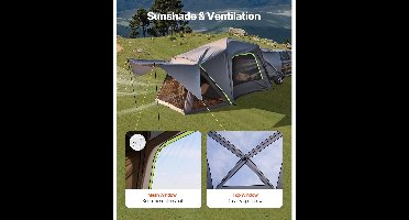 Bustent – Koepeltenten – Kampeertent - Tent - Pop up tent - Tenten - 10x8ft - Waterdicht & Ruim – Dubbel-laags Ontwerp – Schaduwluifel & Mesh Vensters