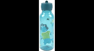 Trixie | Drinkfles met print – Ballplayer Mr. Triceratops - Tritan™ Waterfles voor kinderen – 500ml - Lekvrije Fles - Blauw