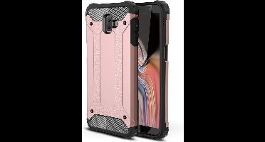 Ntech Hoesje Geschikt Voor Samsung Galaxy J6+ Hybrid Armor Hoesje - Rose Goud