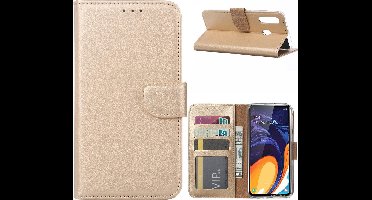 Ntech Hoesje Geschikt Voor Samsung Galaxy A60 Portemonnee Hoesje / Book Case - Goud