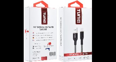 TUNIQ Lightning USB Kabel 100cm snellader dataoverdracht - Grijs