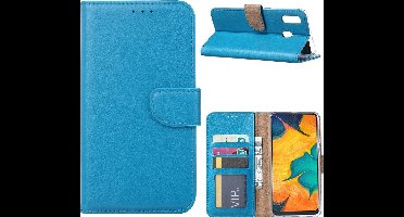 Ntech Portemonnee hoesje met Pasjesruimte Geschikt Voor Samsung Galaxy A30 - Blauw