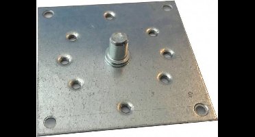 Stalen bevestigingsplaat 100x100 mm met as Ø 12 mm