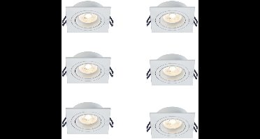 Plafondarmatuur 6 Stuks - Inclusief Lichtbron - Dimbaar - 3000K - GU10 - Armatuur - kantelbaar - Wit - Complete Set