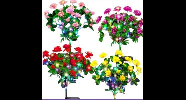 Kerst Cadeau Decoratie "1 Stuk" Rode Kleur Led Solar Azalea Bloemen Tuinlamp Home Decoratief Licht Landschap Orchidee Rozen Lampenwerf Gazon Pad Vakantie Trouwverlichting
