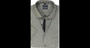 OLYMP modern fit overhemd - korte mouw - structuur - olijfgroen - Strijkvrij - Boordmaat: 39