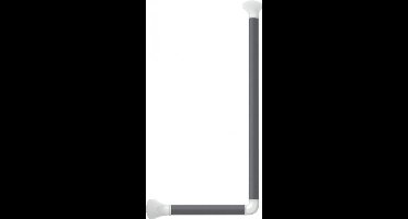 Wandbeugel zwart-grijs met afdekkappen in hoogglans wit - 90 graden gehoekt 60 x 30 cm - SecuCare