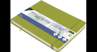 Kangaro schetsboek A5 landscape - lime green - hardcover kaft - met elastiek en lint - K-861239