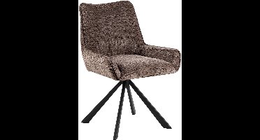 Giga Living Eetkamerstoel Falden - Bruin Stof - Zithoogte 47cm - Set van 2