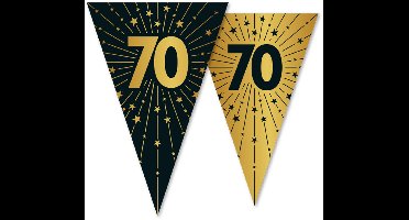 6x Vlaggenlijn 70 jaar zwart / goud 10 meter 2 zijdig bedrukt - Verjaardag Feestje Vlag Vlaggen Versiering Slinger Feestdecoratie Decoratie