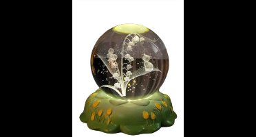 8CM Gesneden Kristallen Bol – Kerst Cadeau Decoratie Met Roos & Anjer Bloem – Warme Kleine Nachtlamp Voor Thuis, Ornament & Verjaardagscadeau
