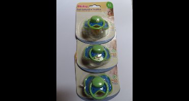 Nuby - Fopspeen - 3 Pack - Blauw / groen - 6 maand + - Rubber
