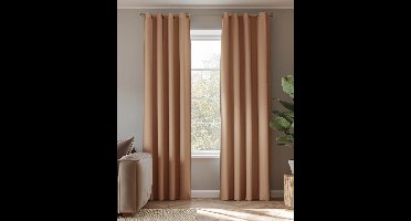 HOOMstyle kant en klaar gordijn met ringen - Verduisterend - Geschikt voor gordijnroede - 140x270cm - Terra / Roest