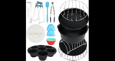 Airfryer Accessoires - Siliconen Bakje - Bakpapier - Zwart