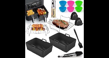 Airfryer Accessoires - Siliconen Bakje - Bakpapier - Zwart