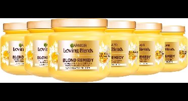 Garnier Loving Blends - Verhelderend, Glansgevend & Herstellend Haarmasker - Sun-Kissed Chamomile & Bloemenhoning - Blond Haar & Highlights - Kamille - 6x 340 ml