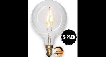 5-Pack | Globelamp G80- E14 - 1.5W - Super Warm Wit <2200K - Dimbaar - Filament - Helder
