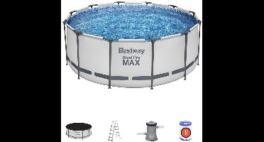 Bestway Steel Pro Max™ 366x122 Cm Rond Stalen Frame Bovengronds Zwembad Wit 10250 Liters