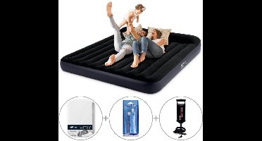 Intex Pillow Rest luchtbed kingsize | Tweepersoons | 203 x 183 x 25 cm | Inclusief handpomp + bijpassend hoeslaken + reparatiekit