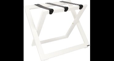 Kofferrek Roootz Compact | Wit beukenhout met Zwarte Leren banden | Inklapbaar | Compact