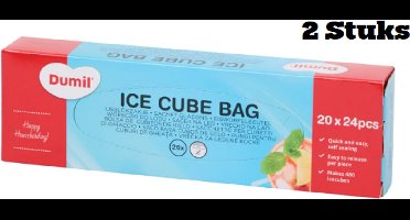 2 Verpakkingen ijsblokzakjes 20 x 24 - Zelfsluitend ijsblokzakje| Ijszakjes - Ijsblokzakjes - Zelfsluitend - Vrieszakjes
