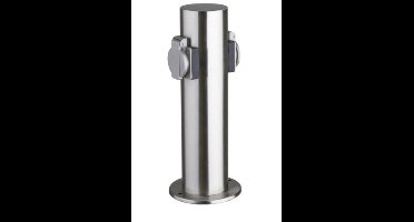 Buitenstopcontact 2-voudig – IP44 Waterdicht – V2A – 3680W/16A – Stekkerdoos Ø118x300mm - Dubbel Tuinstopcontact in RVS