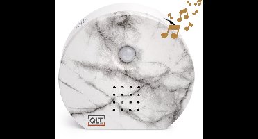 QLT Nature Box Huisje met Sensor en 3 Natuurgeluiden – Vogelgeluiden, Oceaangolven en Junglegeluiden – Rond Vogelhuisje Geluidsbox met Hifi – Marmer