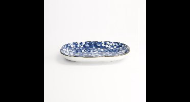 Tokyo Design Studio – Tokyo Blue Sakura - Ovaalbord – Sushi Servies - 18,7x13cm