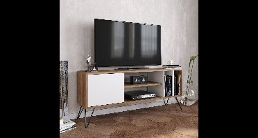 Asir - TV-standaard - Okkernoot en Zwart - 119,4 x 40,2 x 35,2 cm